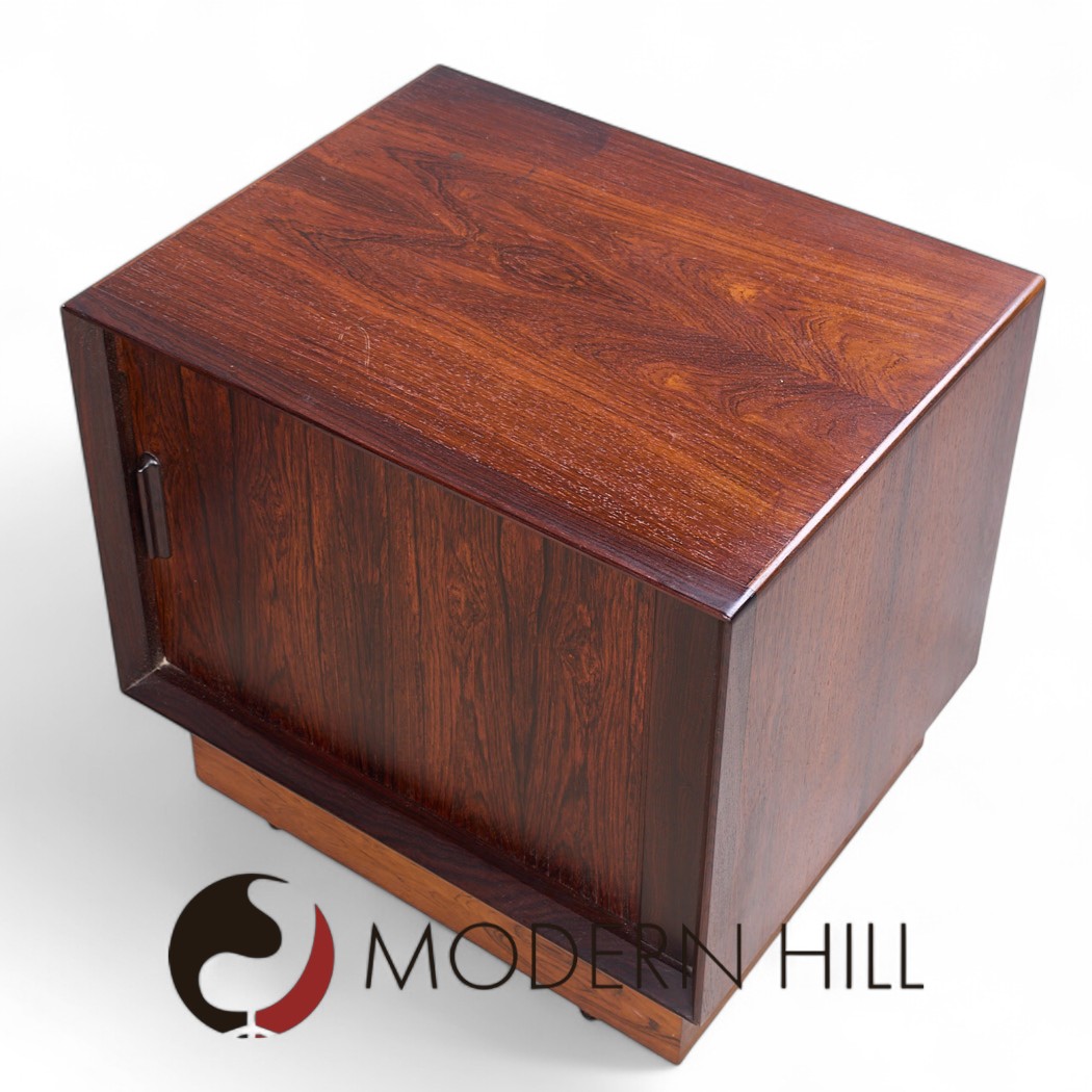 Svend Madsen Mid Century Danish Rosewood Tambour Door Nightstands - Pair