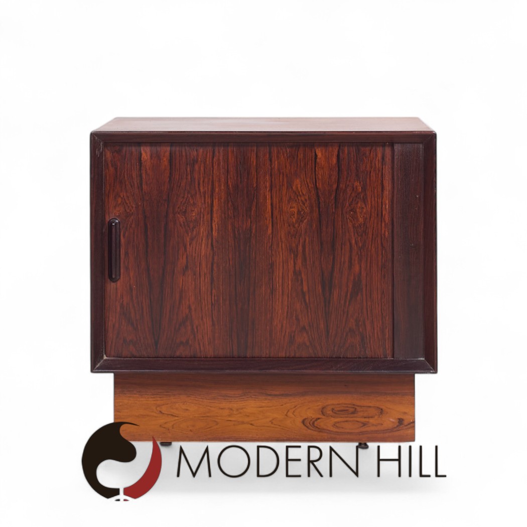 Svend Madsen Mid Century Danish Rosewood Tambour Door Nightstands - Pair