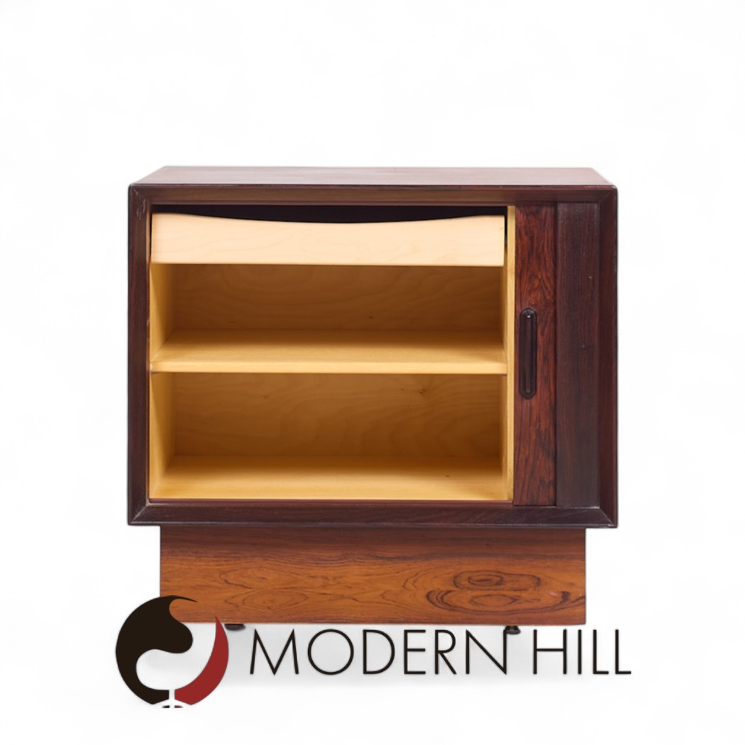 Svend Madsen Mid Century Danish Rosewood Tambour Door Nightstands - Pair