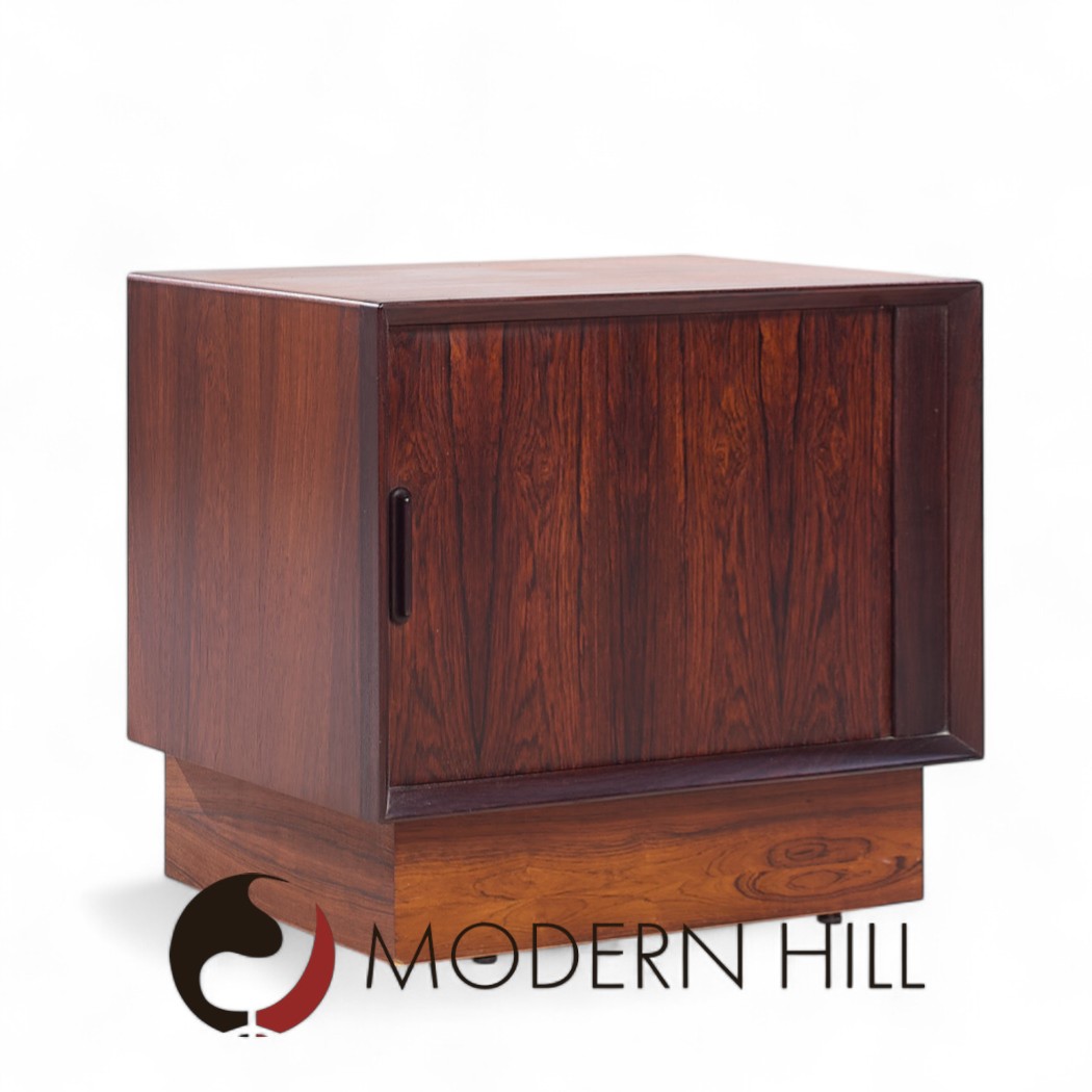 Svend Madsen Mid Century Danish Rosewood Tambour Door Nightstands - Pair