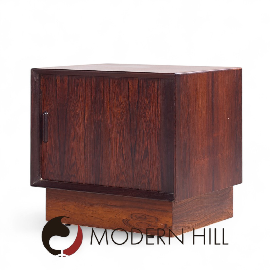 Svend Madsen Mid Century Danish Rosewood Tambour Door Nightstands - Pair