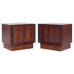 Svend Madsen Mid Century Danish Rosewood Tambour Door Nightstands - Pair