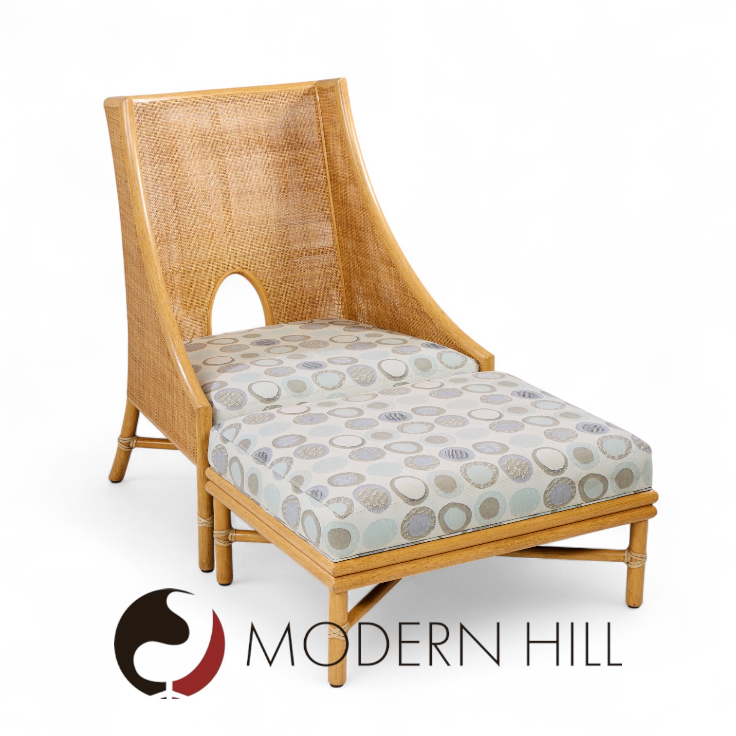 Barbara Barry for Mcguire Caned Lounge Chairs - Pair and Ottoman