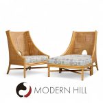 Barbara Barry for Mcguire Caned Lounge Chairs - Pair and Ottoman