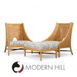 Barbara Barry for Mcguire Caned Lounge Chairs - Pair and Ottoman