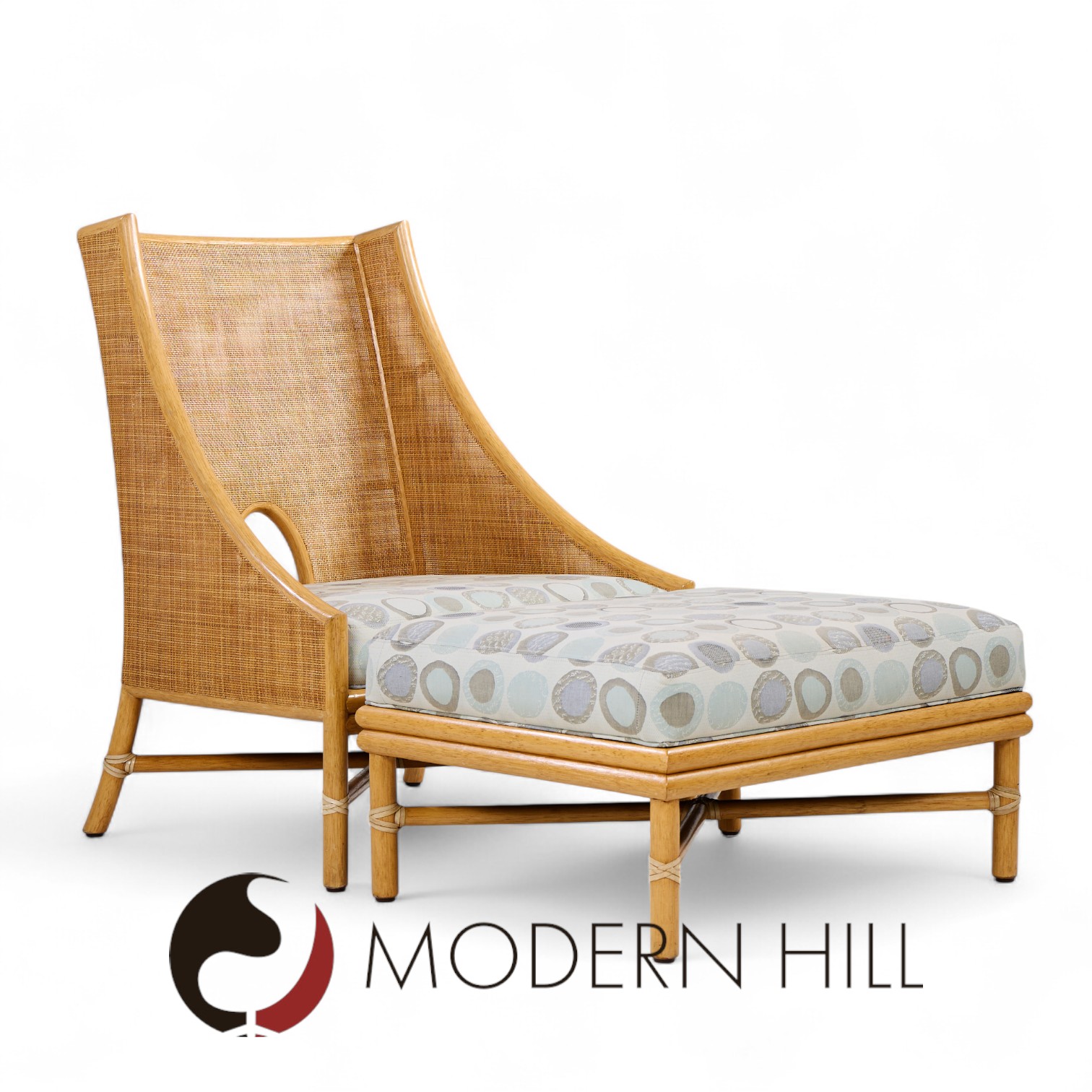 Barbara Barry for Mcguire Caned Lounge Chairs - Pair and Ottoman