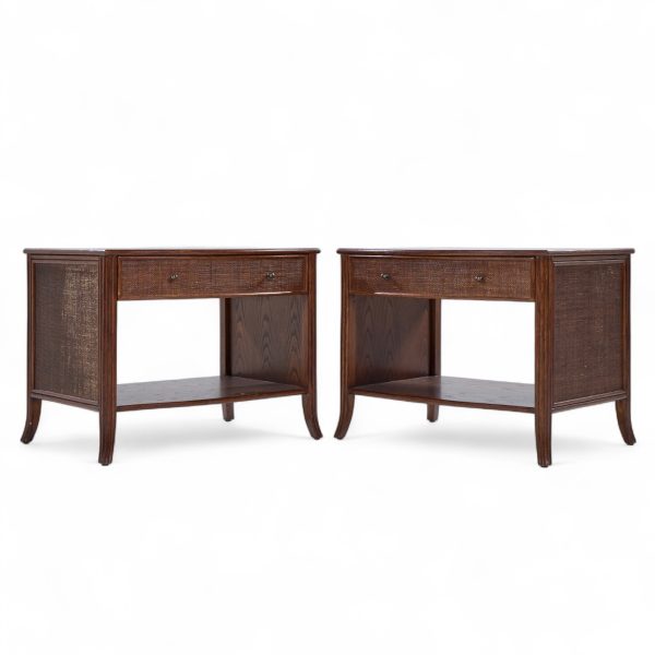 barbara barry for mcguire rattan nightstands - pair