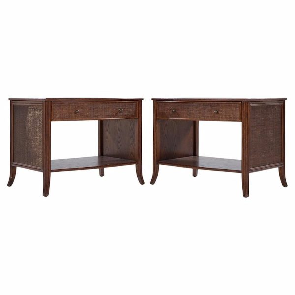 barbara barry for mcguire rattan nightstands - pair