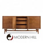 Broyhill Brasilia Mid Century Walnut 9-drawer Lowboy Dresser