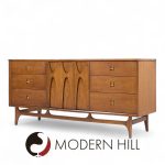 Broyhill Brasilia Mid Century Walnut 9-drawer Lowboy Dresser