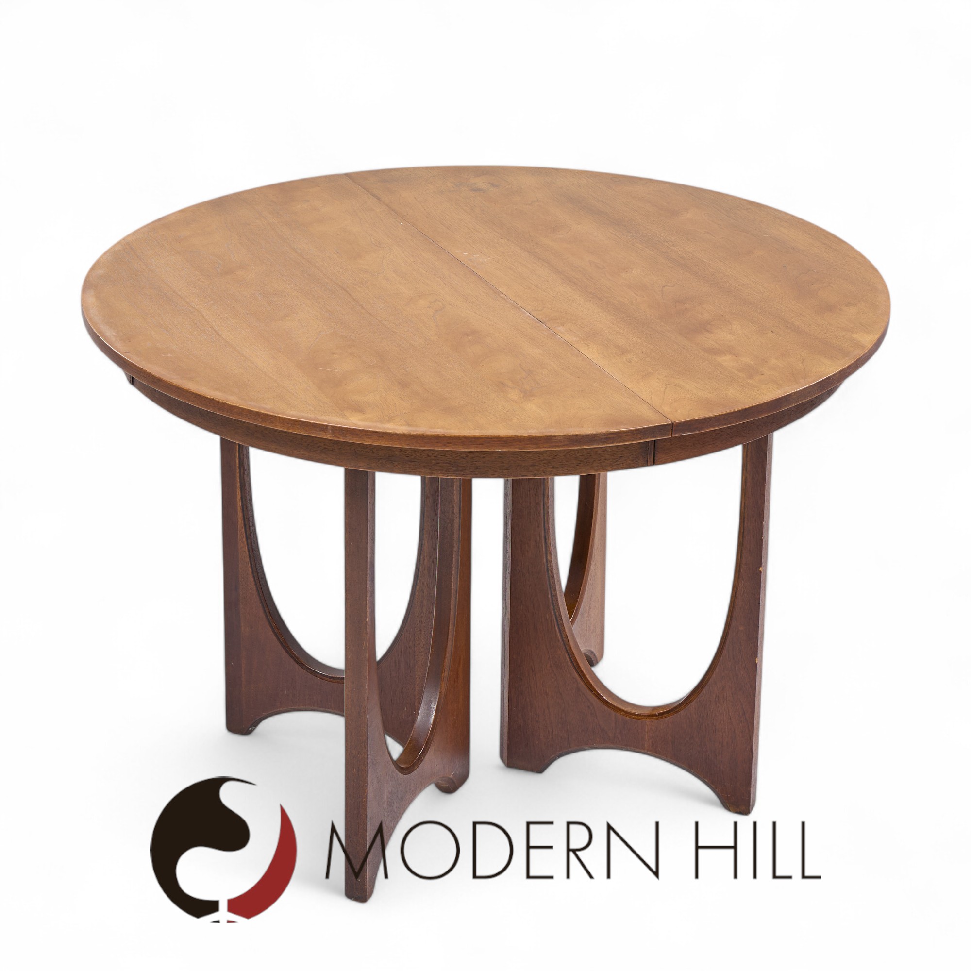 Broyhill Brasilia Mid Century Walnut Expanding Dining Table with 2 Leaves