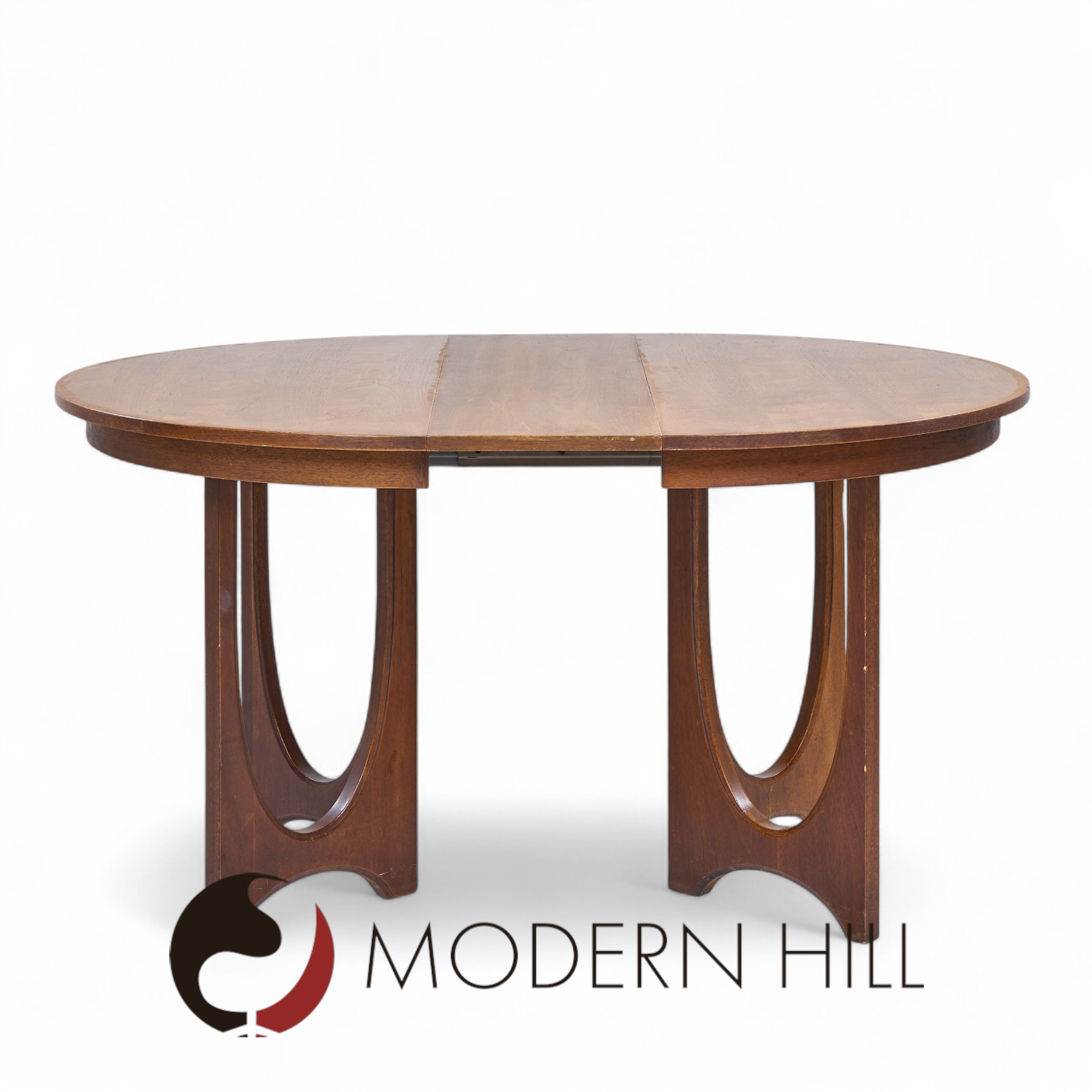 Broyhill Brasilia Mid Century Walnut Expanding Dining Table with 2 Leaves