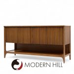 Broyhill Brasilia Mid Century Walnut Fluted Credenza | Mid Century Modern Furniture - Mid Century Furniture Chicago Broyhill Brasilia Mid Century Walnut Fluted Credenza