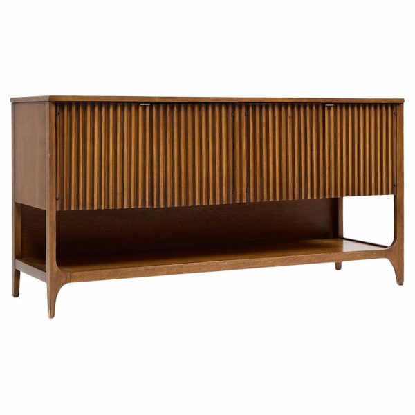 Broyhill Brasilia Mid Century Walnut Fluted Credenza