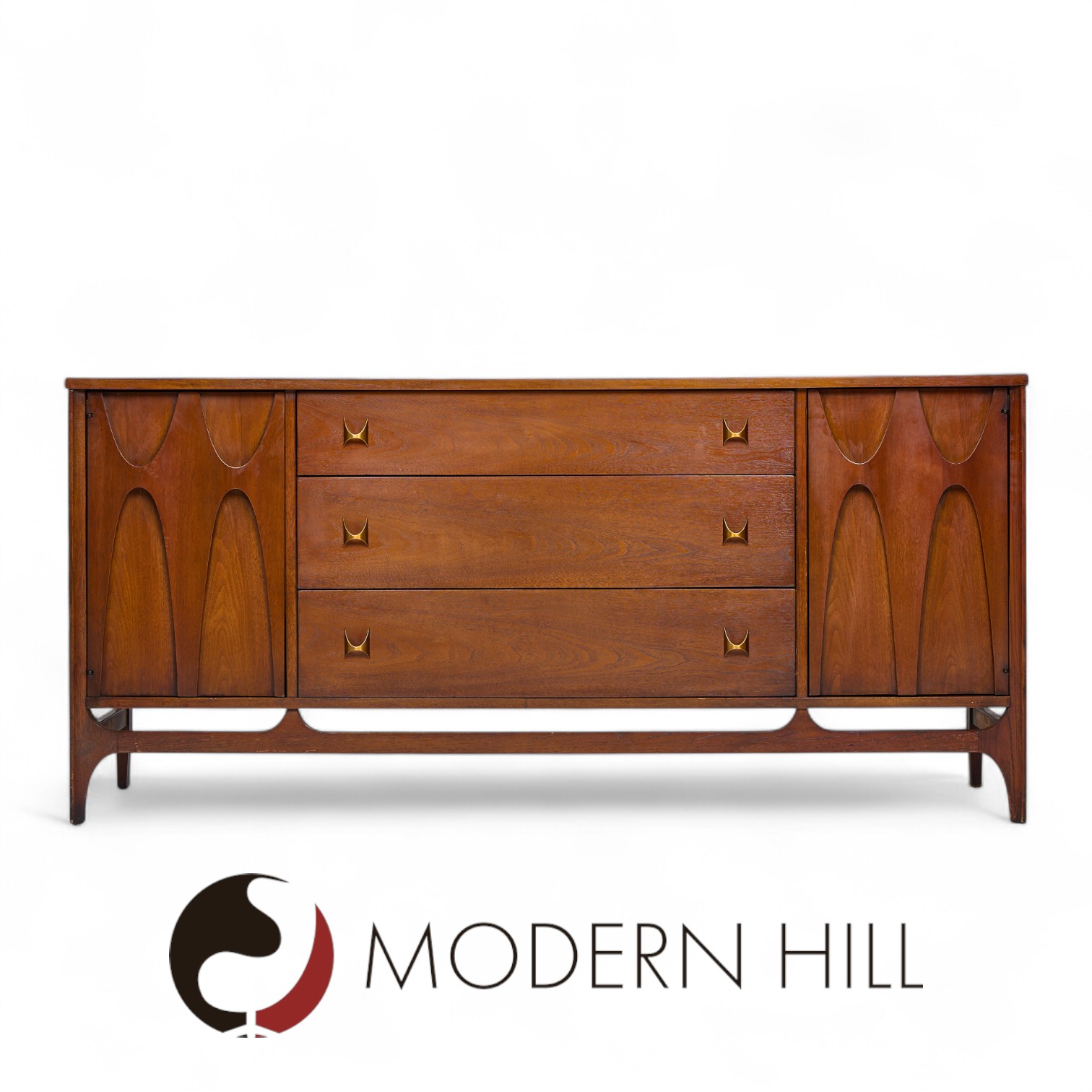 Broyhill Brasilia Mid Century Walnut and Brass 66-inch Credenza