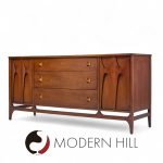 Broyhill Brasilia Mid Century Walnut and Brass 66-inch Credenza | Mid Century Modern Furniture - Mid Century Furniture Chicago Broyhill Brasilia Mid Century Walnut and Brass 66-inch Credenza