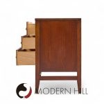 Broyhill Brasilia Mid Century Walnut and Brass Credenza and Hutch