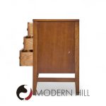 Broyhill Brasilia Mid Century Walnut and Brass Credenza and Hutch