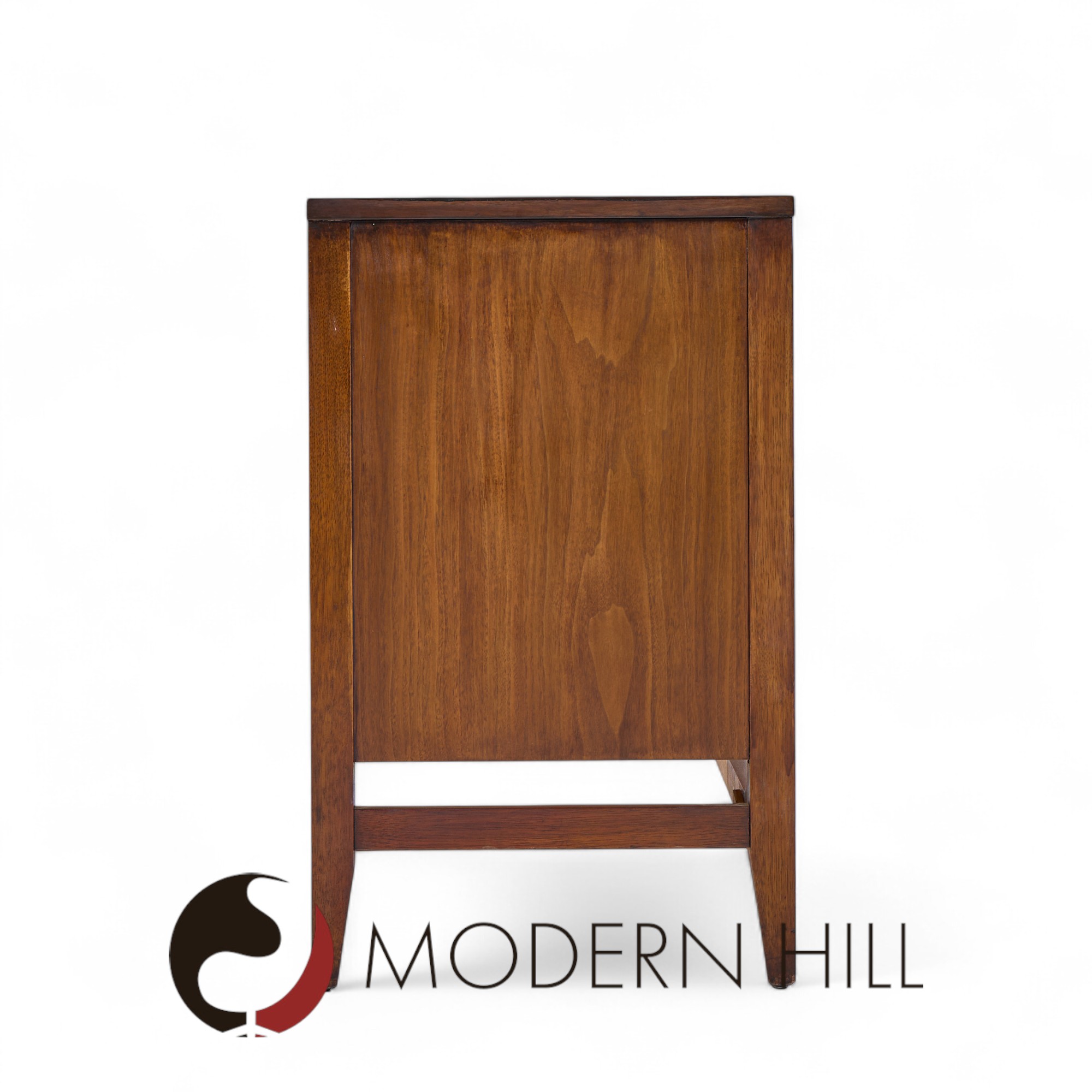 Broyhill Brasilia Mid Century Walnut and Brass Credenza and Hutch