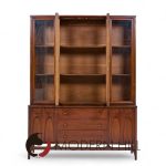 Broyhill Brasilia Mid Century Walnut and Brass Credenza and Hutch