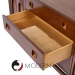 Broyhill Brasilia Mid Century Walnut and Brass Credenza and Hutch