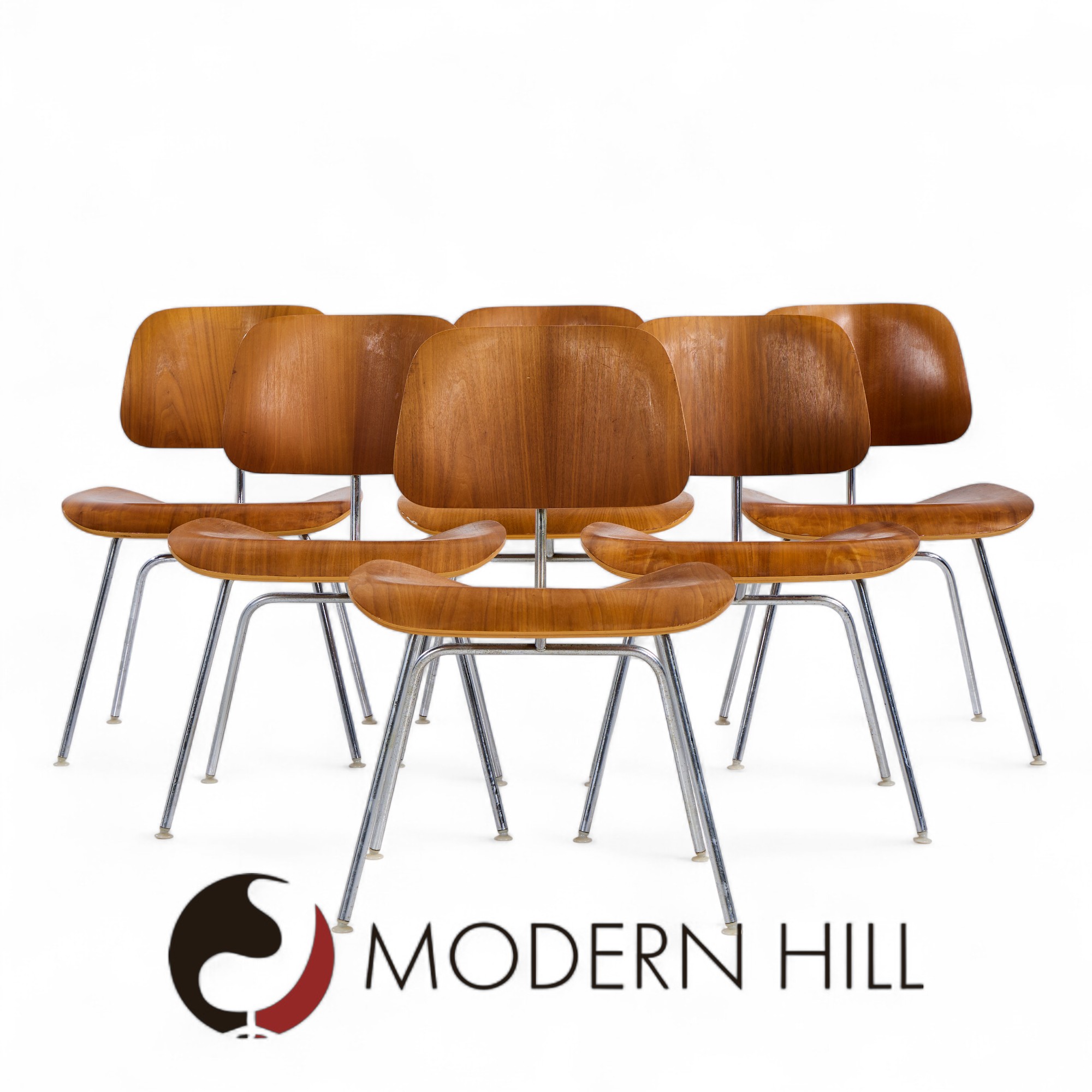Charles and Ray Eames for Herman Miller Dcm Mid Century Walnut Dining Chairs - Set of 6