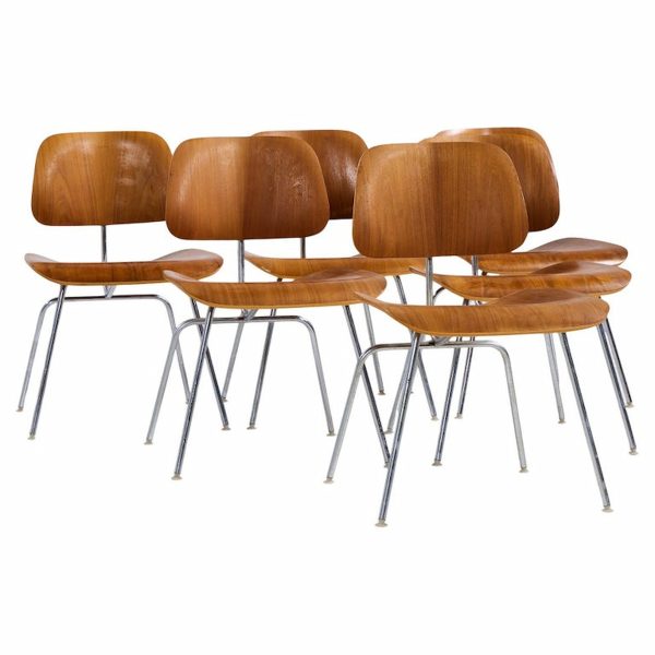 Charles and Ray Eames for Herman Miller Dcm Mid Century Walnut Dining Chairs - Set of 6