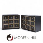 Dorothy Draper España Mid Century Black and Gold Chest Dressers - Pair | Mid Century Modern Furniture - Mid Century Furniture Chicago Dorothy Draper España Mid Century Black and Gold Chest Dressers - Pair