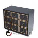 Dorothy Draper España Mid Century Black and Gold Chest Dressers - Pair | Mid Century Modern Furniture - Mid Century Furniture Chicago Dorothy Draper España Mid Century Black and Gold Chest Dressers - Pair