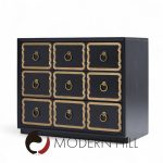 Dorothy Draper España Mid Century Black and Gold Chest Dressers - Pair | Mid Century Modern Furniture - Mid Century Furniture Chicago Dorothy Draper España Mid Century Black and Gold Chest Dressers - Pair