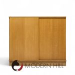 Dunbar Mid Century Bleached Mahogany Sliding Door Bar Cabinet Credenza