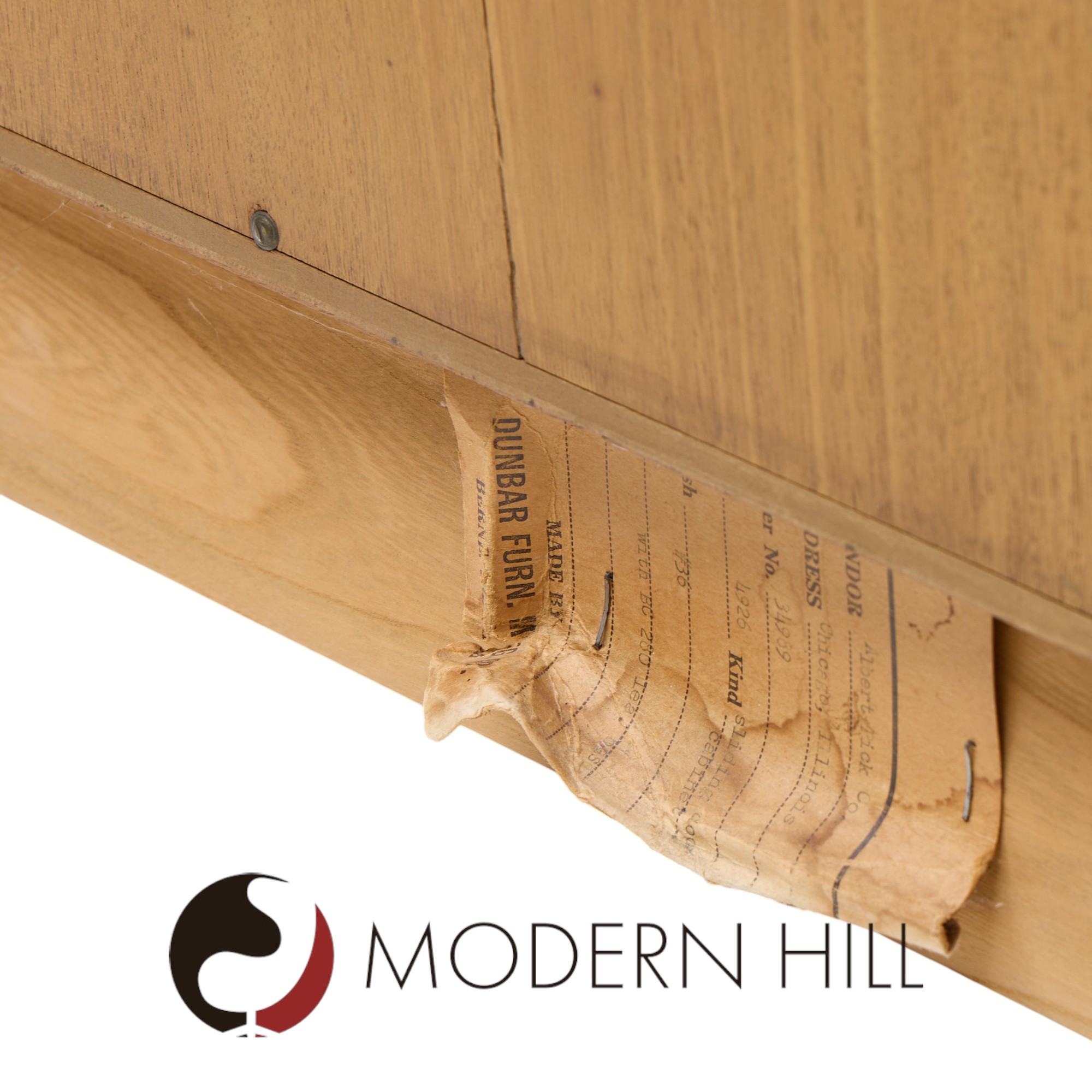 Dunbar Mid Century Bleached Mahogany Sliding Door Bar Cabinet Credenza