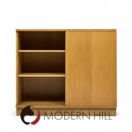 Dunbar Mid Century Bleached Mahogany Sliding Door Bar Cabinet Credenza