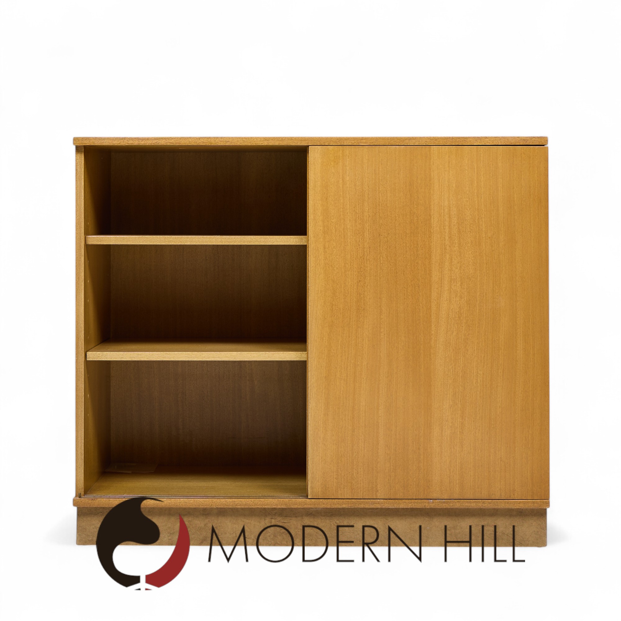 Dunbar Mid Century Bleached Mahogany Sliding Door Bar Cabinet Credenza