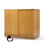 Dunbar Mid Century Bleached Mahogany Sliding Door Bar Cabinet Credenza