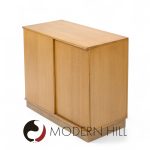 Dunbar Mid Century Bleached Mahogany Sliding Door Bar Cabinet Credenza