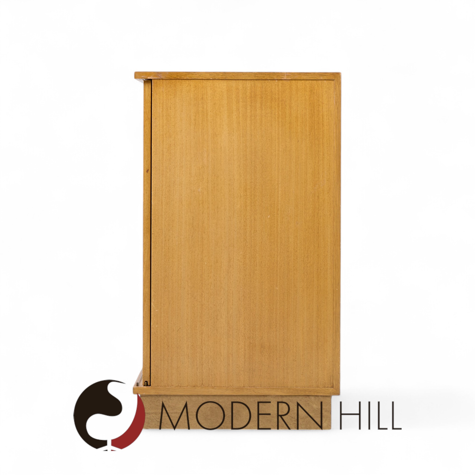 Dunbar Mid Century Bleached Mahogany Sliding Door Bar Cabinet Credenza