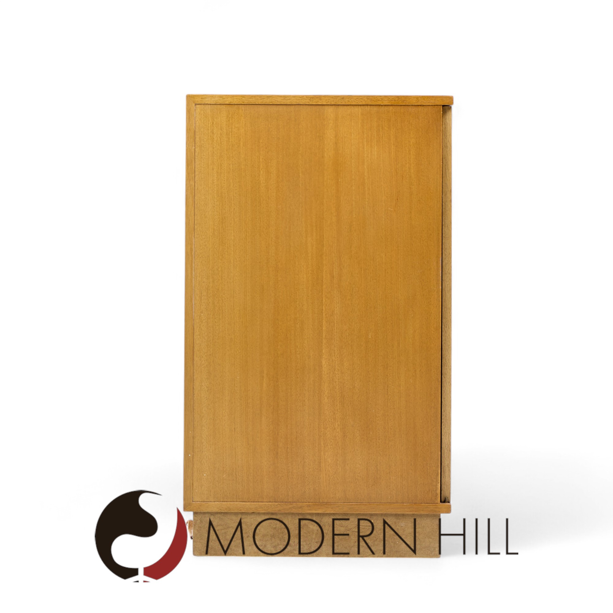 Dunbar Mid Century Bleached Mahogany Sliding Door Bar Cabinet Credenza