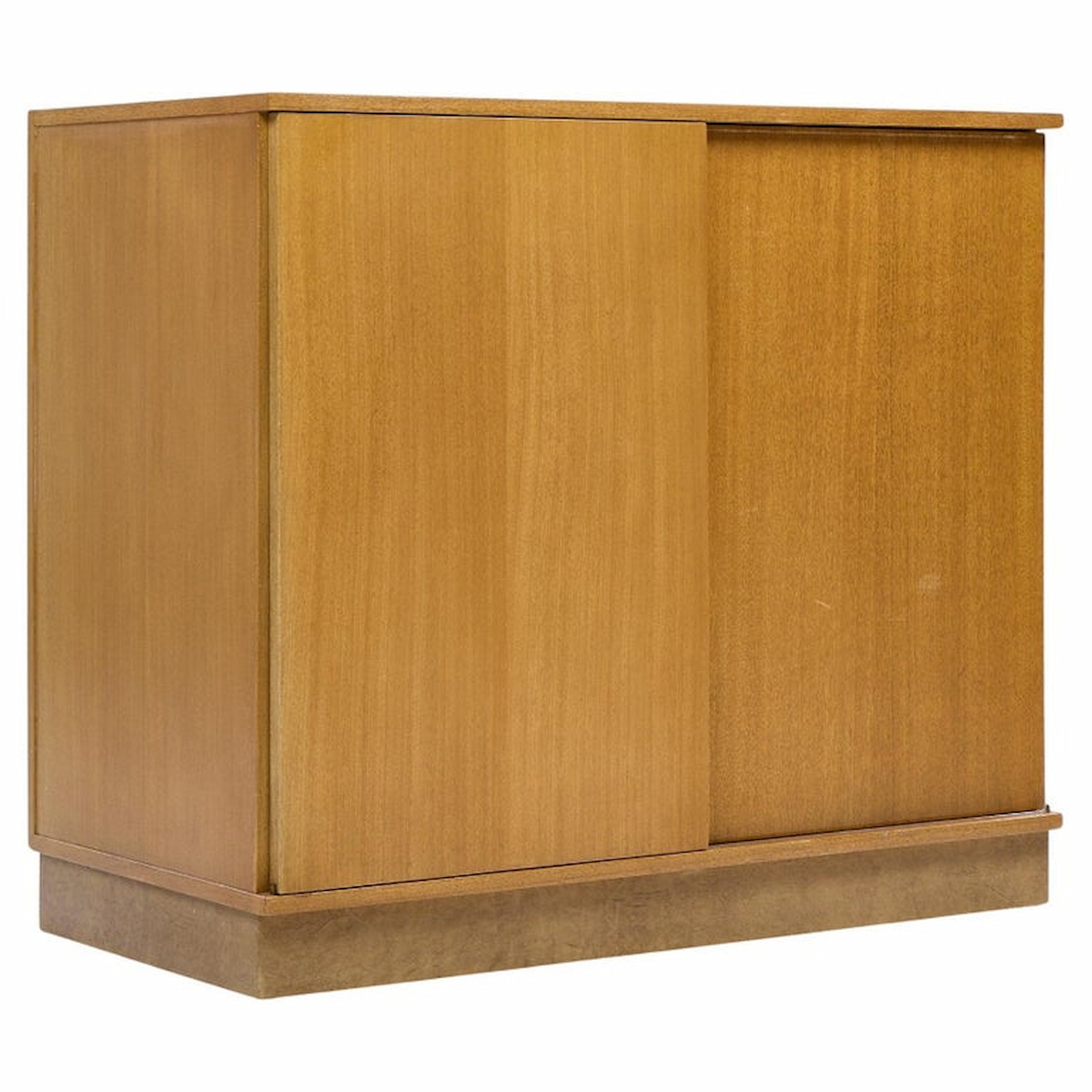 Dunbar Mid Century Bleached Mahogany Sliding Door Bar Cabinet Credenza