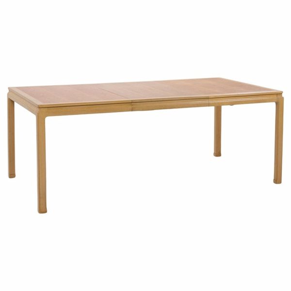 Edward Wormley for Dunbar Mid Century Bleached Mahogany and Walnut Expanding Dining Table with 1 Leaf