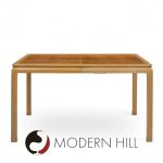 Edward Wormley for Dunbar Mid Century Bleached Mahogany and Walnut Expanding Dining Table with 1 Leaf