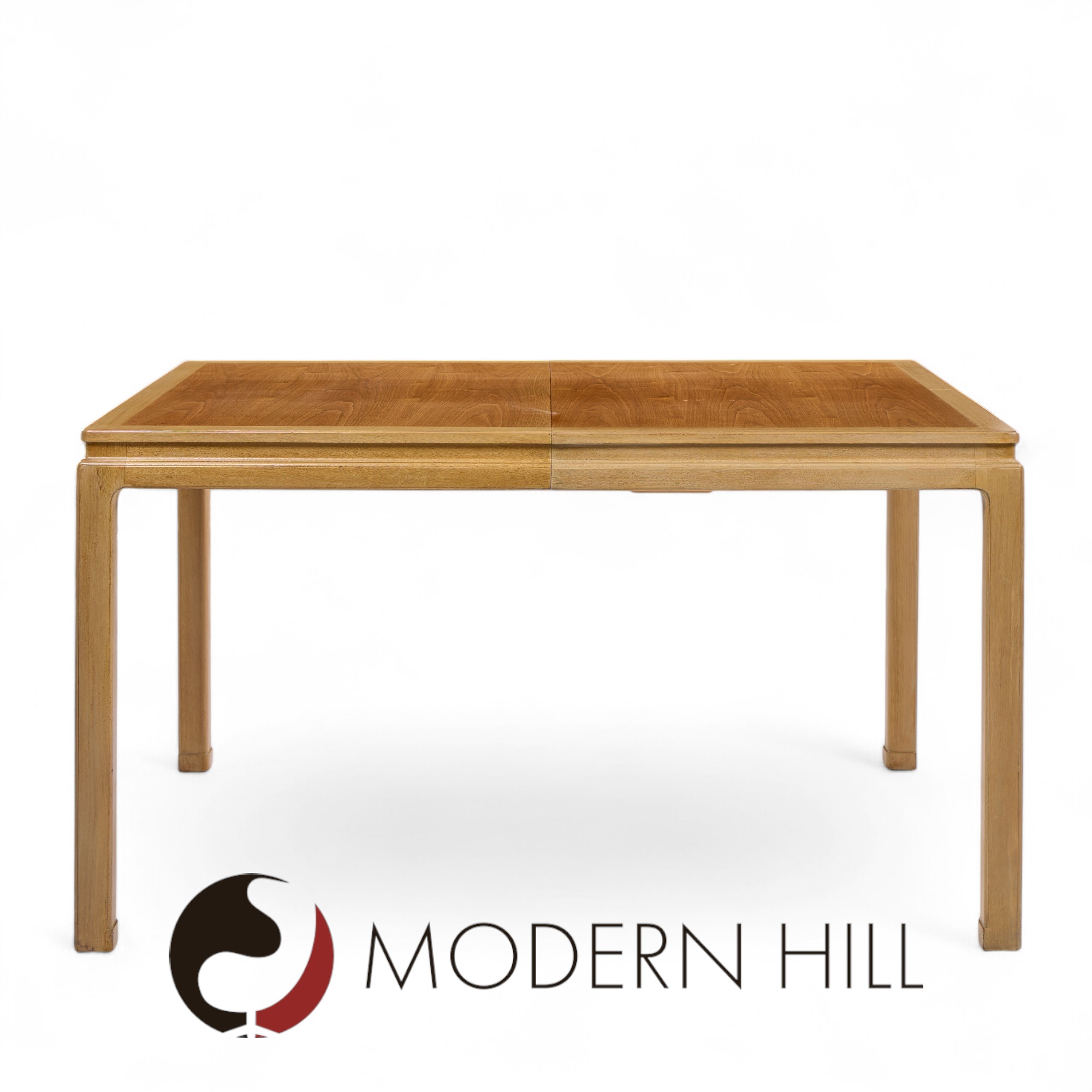 Edward Wormley for Dunbar Mid Century Bleached Mahogany and Walnut Expanding Dining Table with 1 Leaf