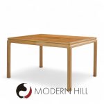Edward Wormley for Dunbar Mid Century Bleached Mahogany and Walnut Expanding Dining Table with 1 Leaf