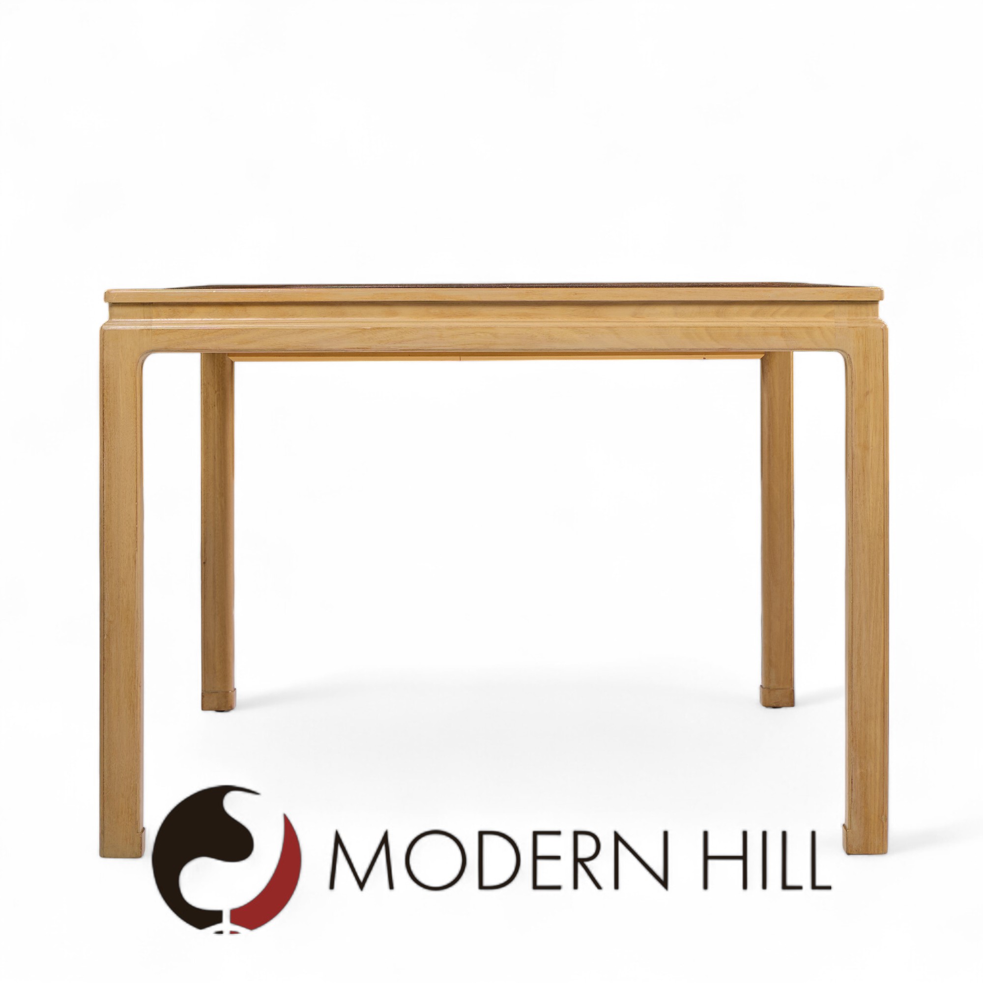 Edward Wormley for Dunbar Mid Century Bleached Mahogany and Walnut Expanding Dining Table with 1 Leaf