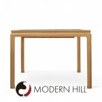 Edward Wormley for Dunbar Mid Century Bleached Mahogany and Walnut Expanding Dining Table with 1 Leaf