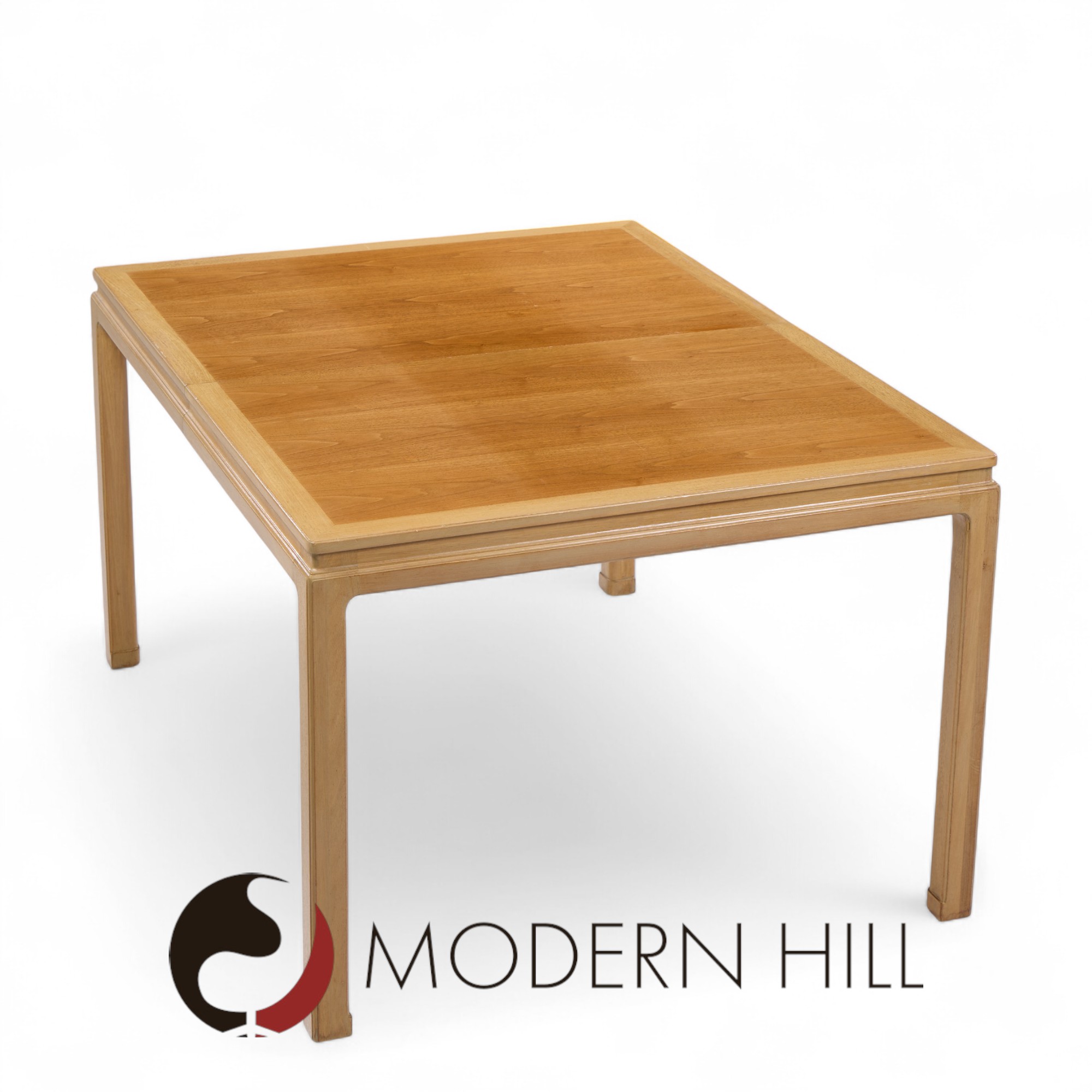 Edward Wormley for Dunbar Mid Century Bleached Mahogany and Walnut Expanding Dining Table with 1 Leaf