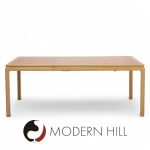 Edward Wormley for Dunbar Mid Century Bleached Mahogany and Walnut Expanding Dining Table with 1 Leaf
