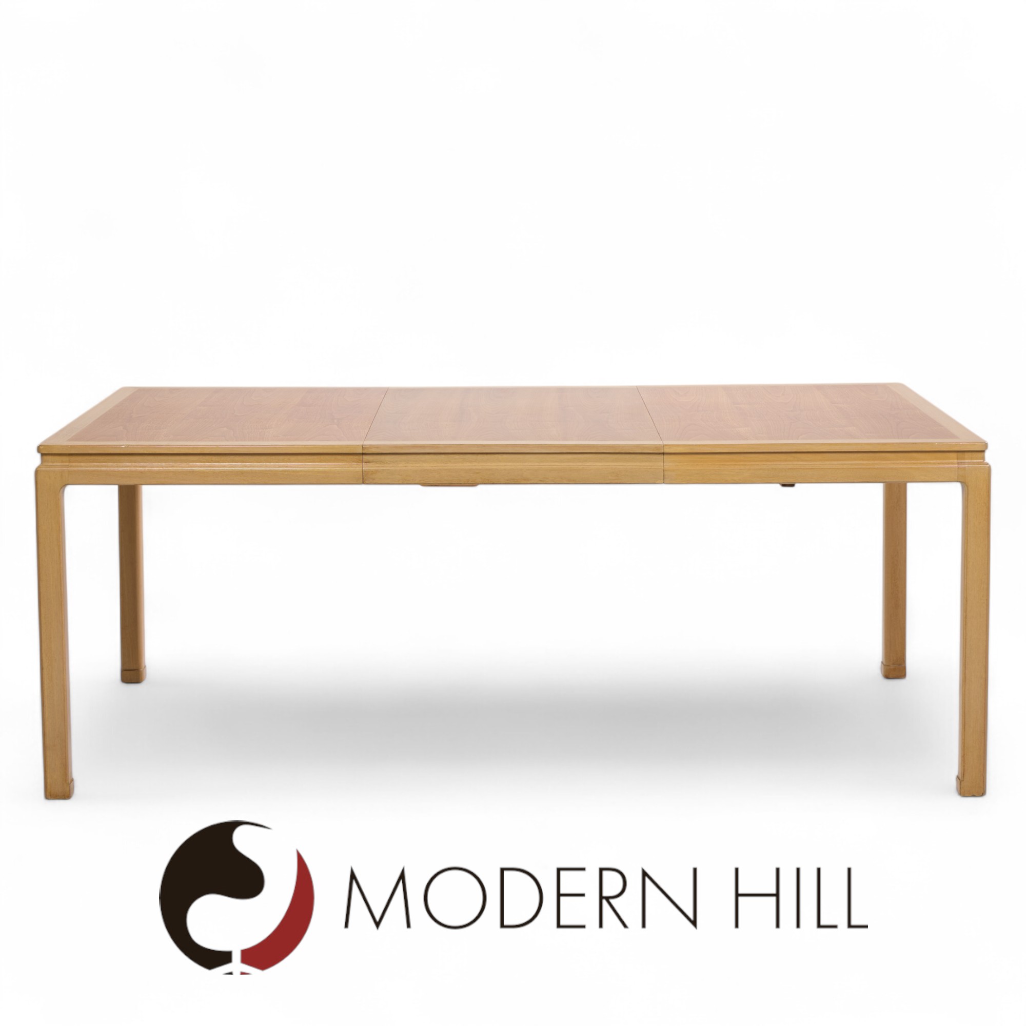 Edward Wormley for Dunbar Mid Century Bleached Mahogany and Walnut Expanding Dining Table with 1 Leaf