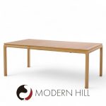 Edward Wormley for Dunbar Mid Century Bleached Mahogany and Walnut Expanding Dining Table with 1 Leaf