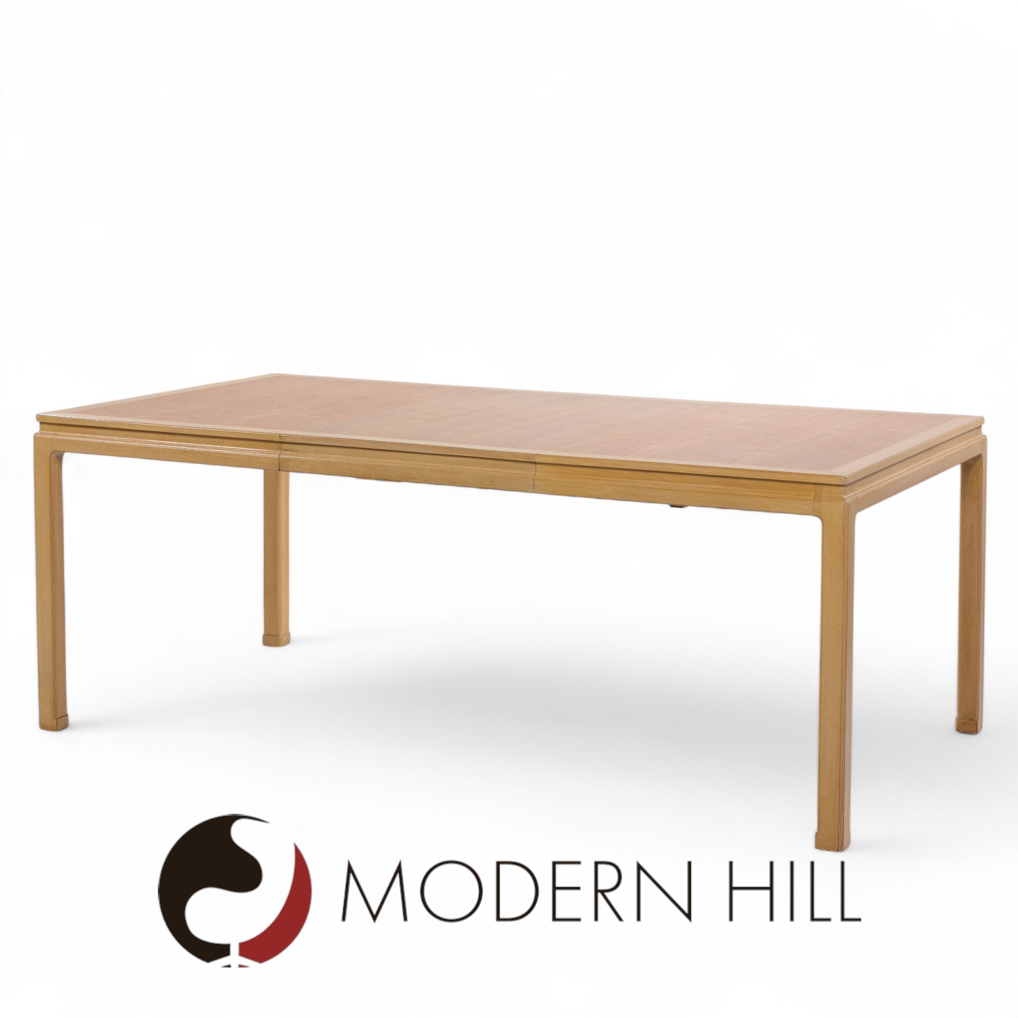 Edward Wormley for Dunbar Mid Century Bleached Mahogany and Walnut Expanding Dining Table with 1 Leaf